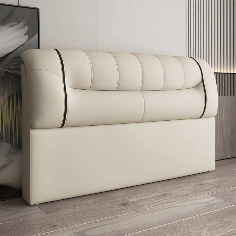 "Bed Frame Headboard Modern Leather Panel Rectangular Solid Wood - 71" Yellow"