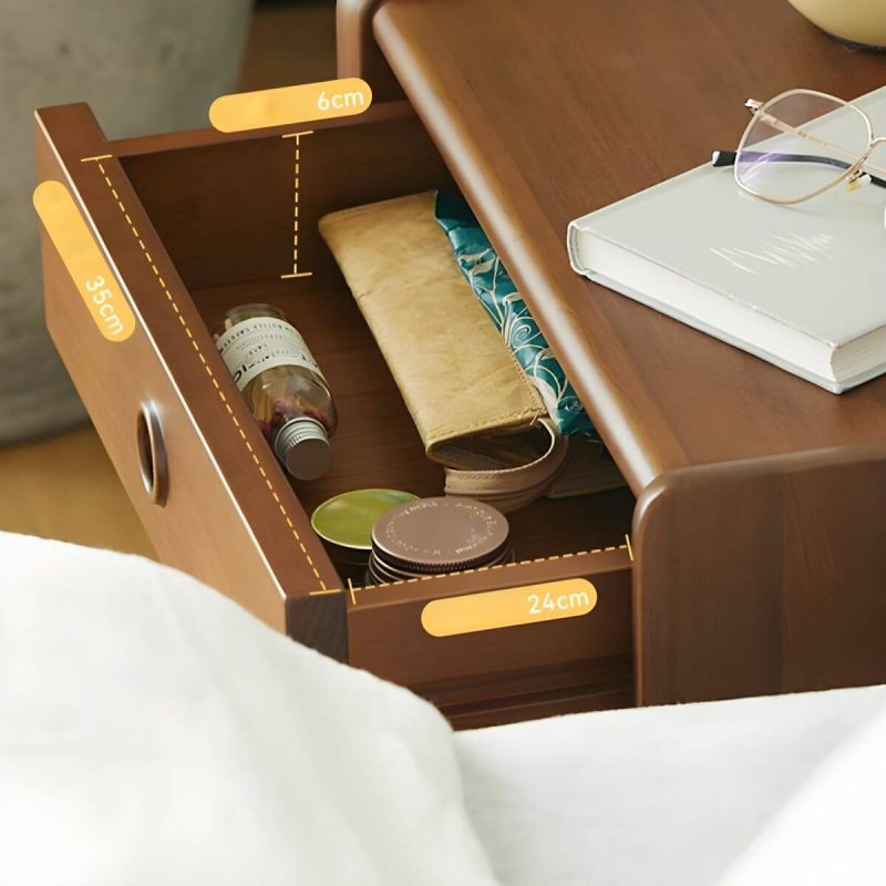"Traditional Wooden Nightstand with 2 Drawers & Elegant Design - 1 Piece"