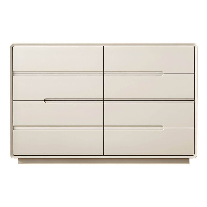 "Light Oak Modern Dresser with Solid Wood Construction and Soft-Close Drawers - Milk Tea Color 59"L x 16"W x 35"H"