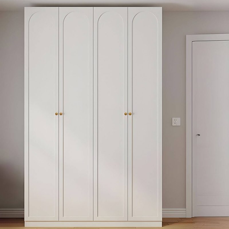 "Modern White Wood Floor-to-ceiling Wardrobe with Drawers and Clothing Rod - 71"L x 16"W x 94"H"
