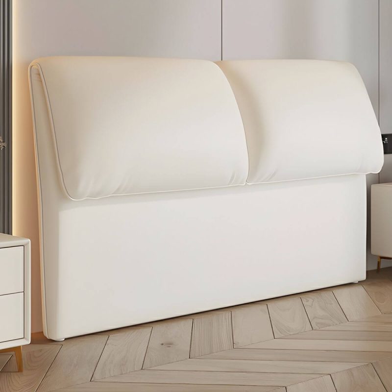 "Elegant Upholstered Panel Headboard with Wood Legs in Modern Style - 79" White"