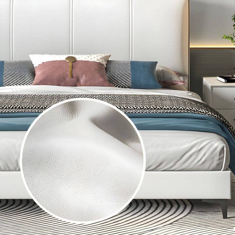 "White Upholstered Modern Panel Headboard with Rectangular Shape and Solid Wood Feature - 71" Tech Cloth"