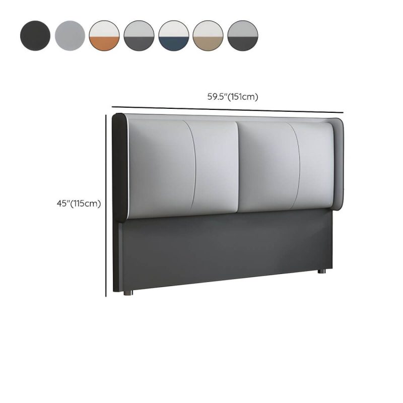 "Dimension of Light Wood Modern Wingback Headboard with Upholstered Design and Solid Wood Frame - 59" Tech Cloth Dark Grey/ Light Grey"