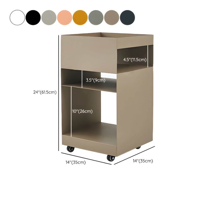 "Dimension of Modern Metal Nightstand with Open Storage and 4 Shelves in Steel Decor - Green 1 Piece"