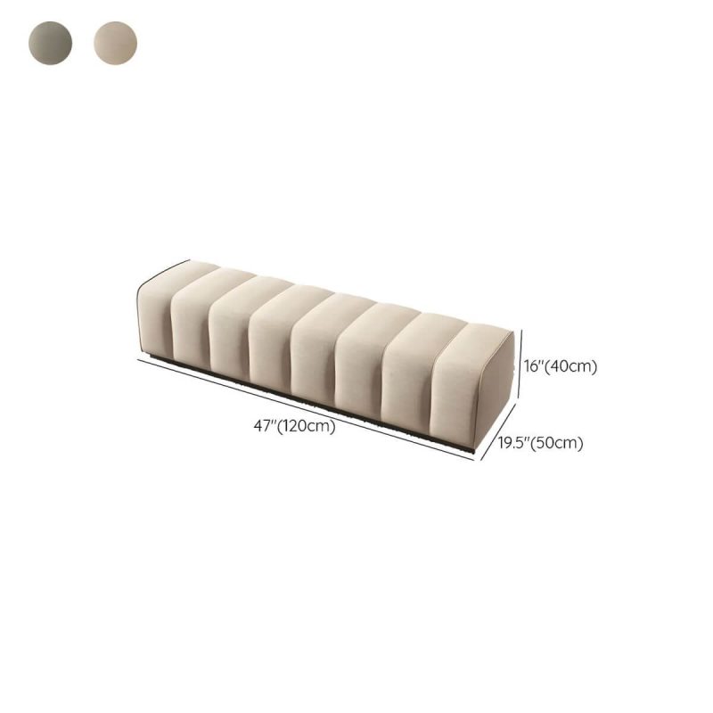 "Dimension of Tufted Upholstered Modern Bedroom Bench in Solid Color - Short Height - 47"L x 20"W x 16"H Beige"