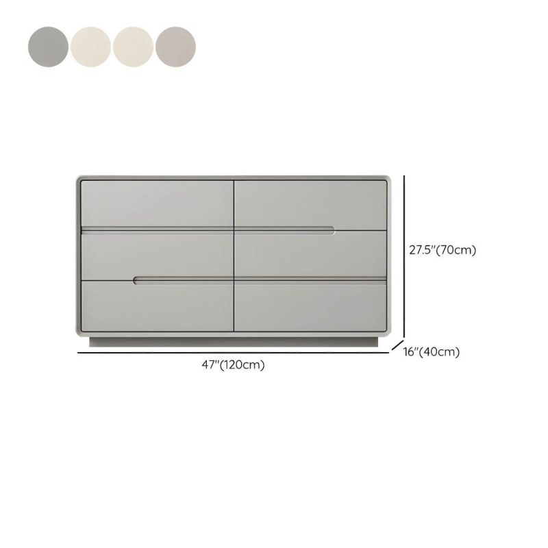 "Dimension of Light Oak Modern Dresser with Solid Wood Construction and Soft-Close Drawers - Grey 47"L x 16"W x 27.5"H"