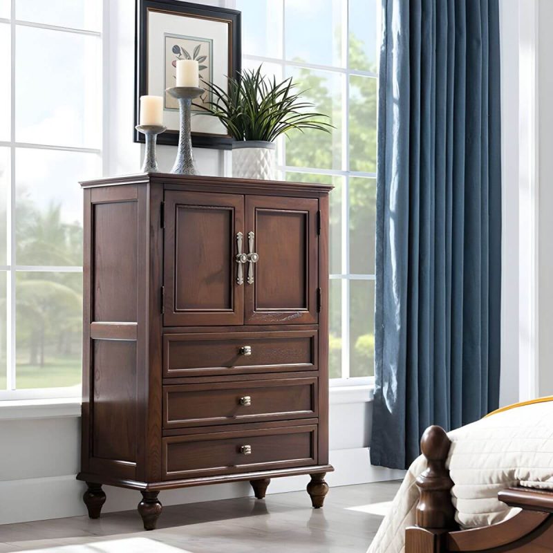 "Traditional Style Brown Wood Vertical Combo Dresser with Size 31.5Lx16Wx44H Inches - 31.5"L x 16"W x 44"H"