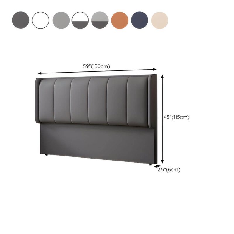 "Dimension of Modern Upholstered Pine Wingback Headboard with Wood Legs, Standard Height - Tech Cloth 59" Dark Gray"