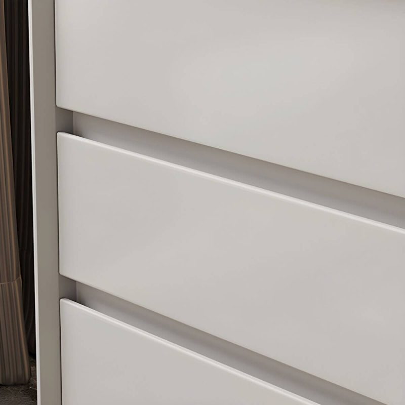 "Modern Solid Wood Nightstand 19.7" Tall 3 - Drawer Steel Nightstand - White 1-Piece Set"