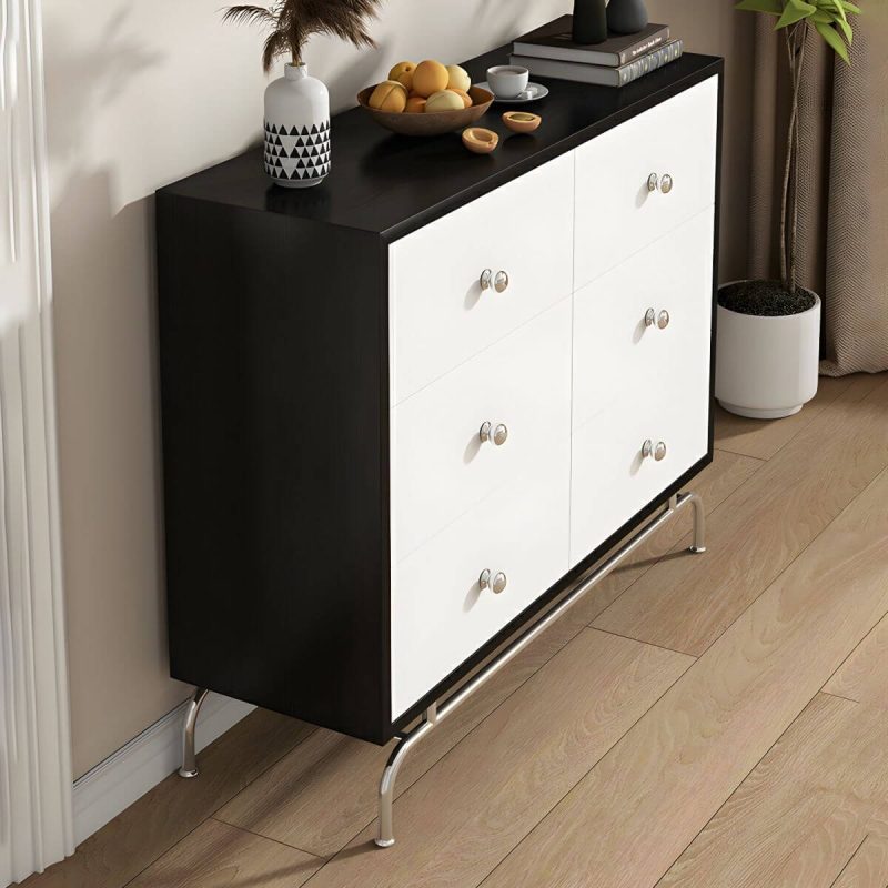 "Modern Storage Drawers Dresser with Four Legs and Silver Handles for Bedroom - 47"L x 16"W x 32"H"