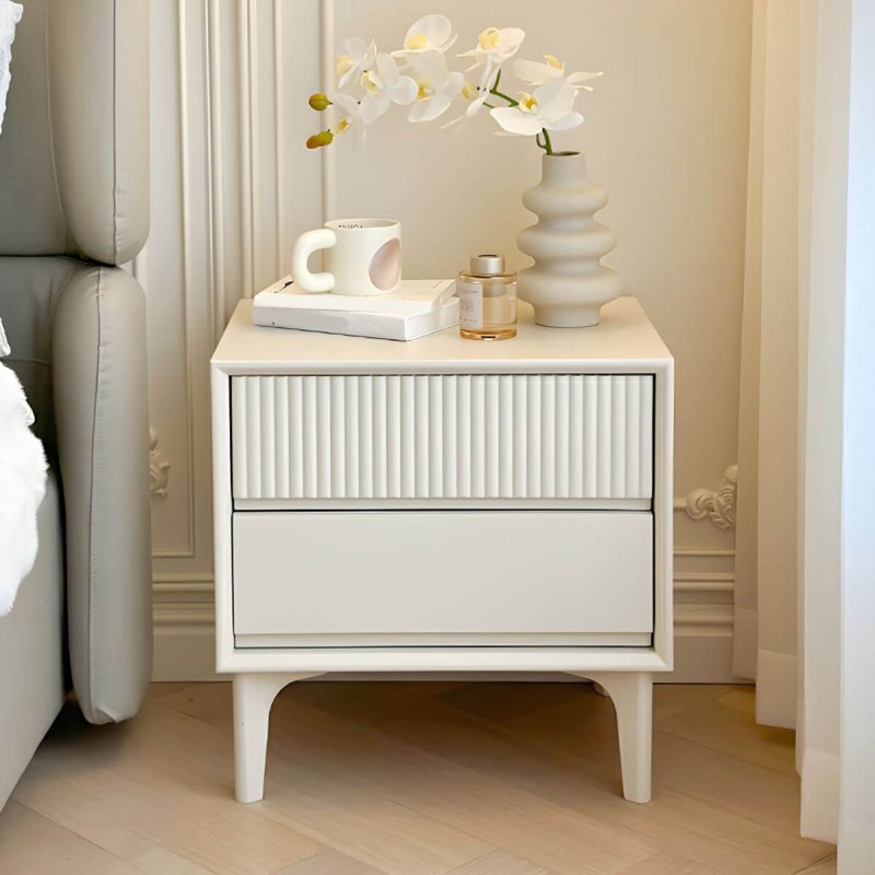 "Modern Wood Nightstand with Drawer Storage and Legs Included - White 16"L x 15"W x 20"H 2 Piece Set"