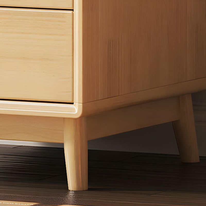 "Scandinavian Natural Wood Wardrobe with Clothing Rod and Shelves for Bedroom - Natural/ White 2 Drawer Not Included 31"L x 22"W x 79"H"