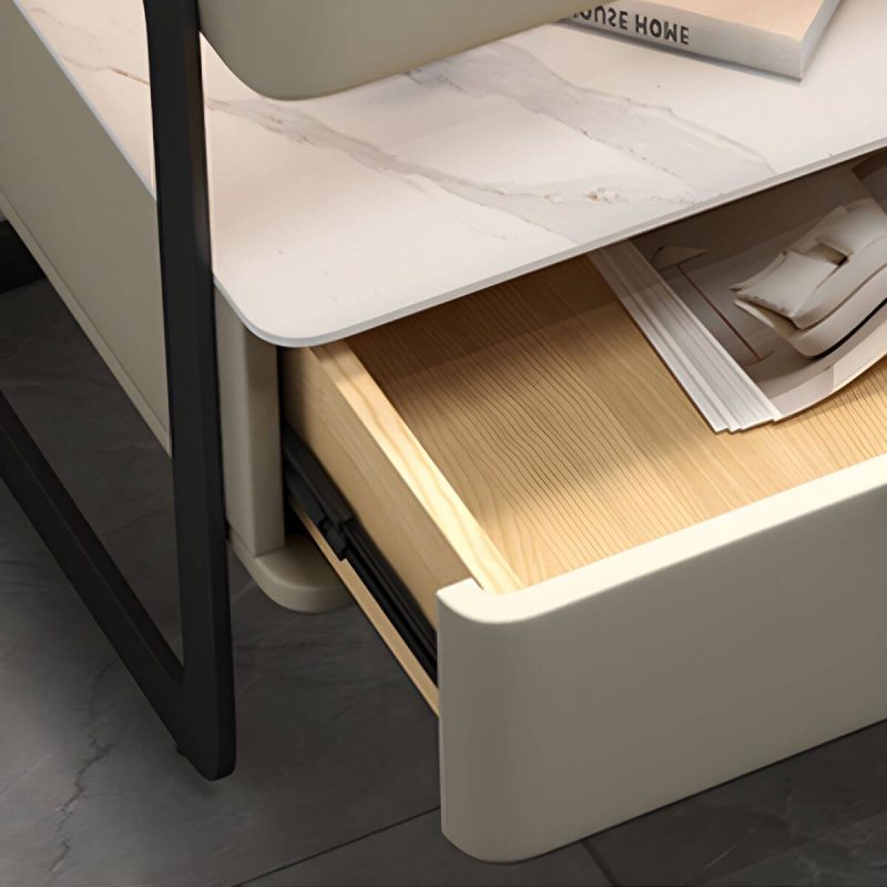 "Modern Wood Nightstand with Glass Countertop and Open Storage - Dark Gray 48 x 40 x 51 cm 2 Piece Set"
