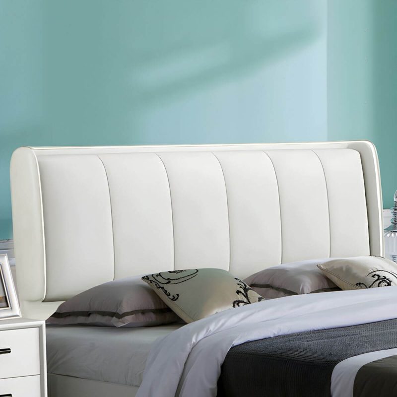 "Modern Upholstered Pine Wingback Headboard with Wood Legs and Solid Wood Frame - 79" Tech Cloth Blue"