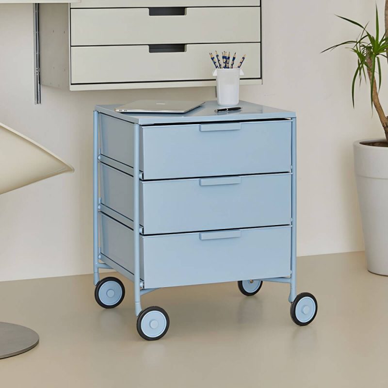 "Modern Iron Bachelor's Chest with 3 Drawers in Plastic/Acrylic Material - Red 2 Piece Set"