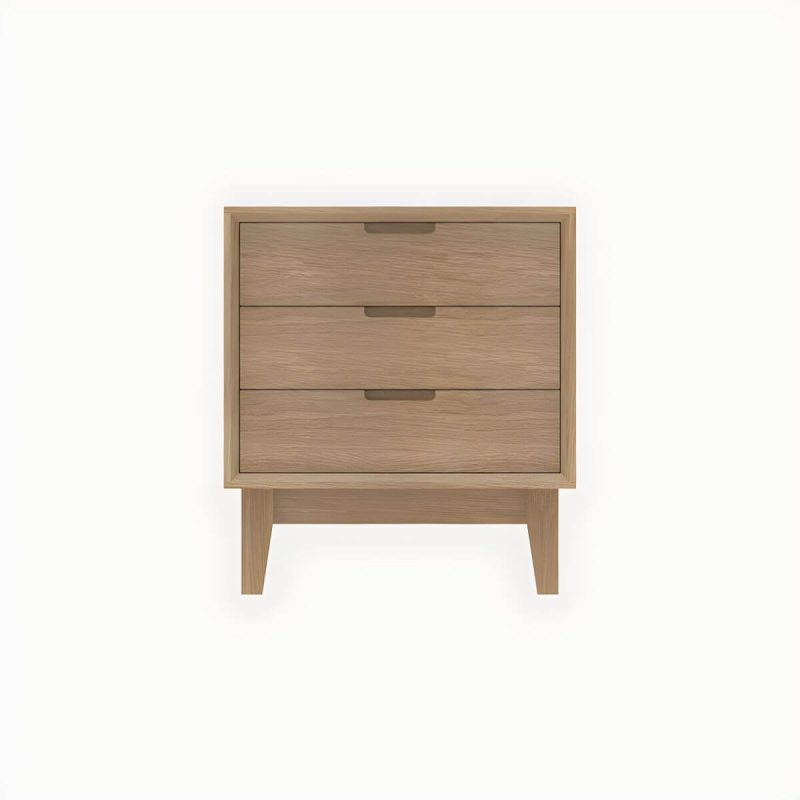 "Scandinavian Style Small Wood Nightstand with Three Lock Free Drawers - Light Wood 1 Piece"
