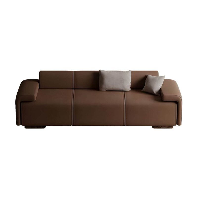 "Long Standard Height Armless Modern Bedroom Bench Upholstered in Solid Color - 59"L x 20"W x 24"H Orange"