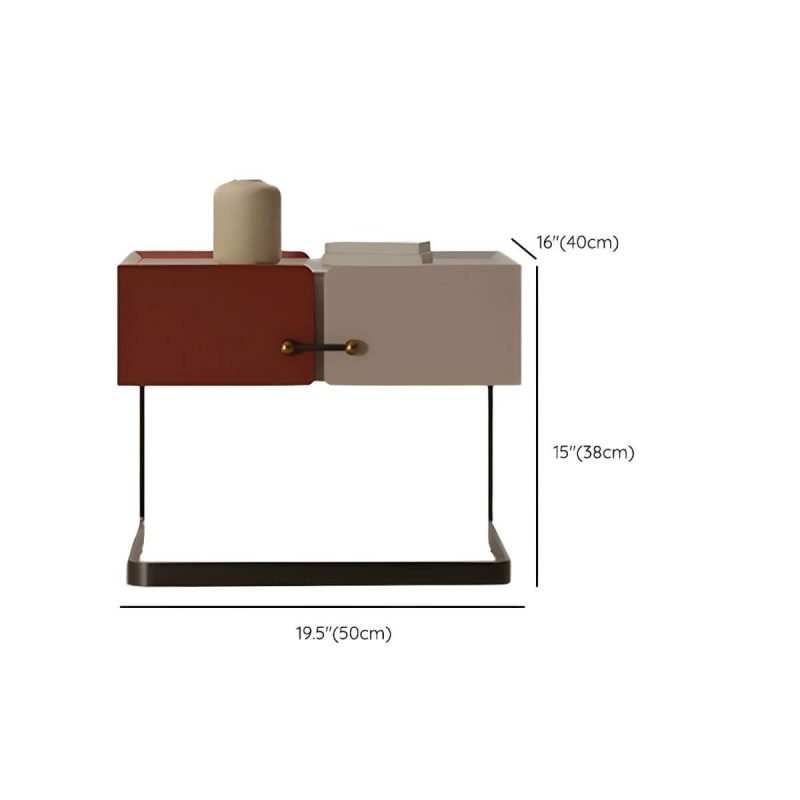 "Dimension of Red Modern Wood Nightstand with Single Drawer and Legs for Bedroom - 1 Piece"