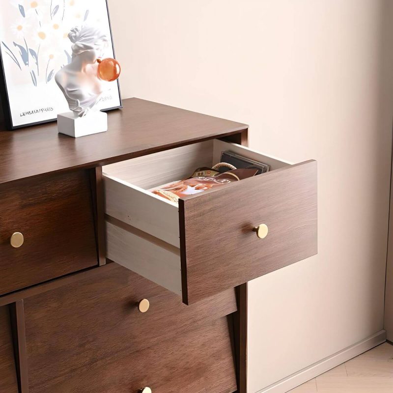 "Traditional Metal Handle Dressers with Solid Wood Drawers for Bedroom - Black 46"L x 16"W x 31"H"