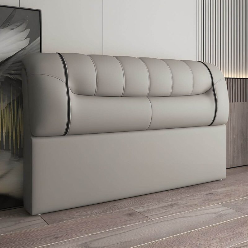 "Bed Frame Headboard Modern Leather Panel Rectangular Solid Wood - 79" Dark Gray"