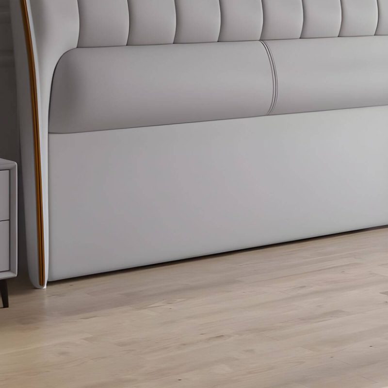 "Wingback PU Leather Upholstered Headboard with Wood Legs for American Women - 59" Grey"
