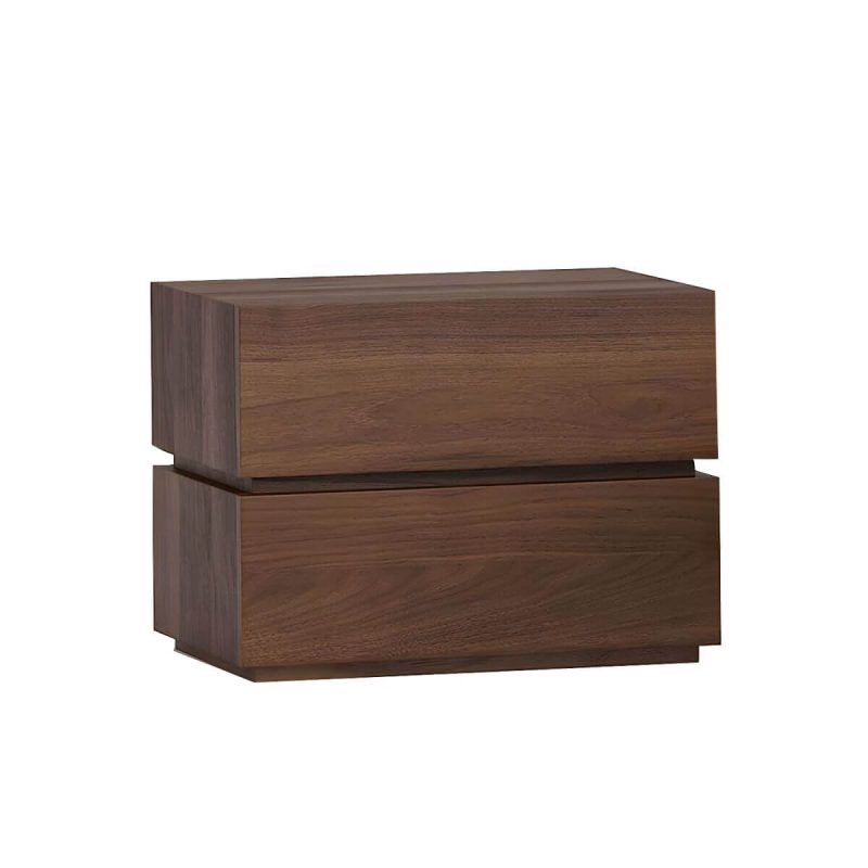 "Compact Wood Nightstand with 2 Drawers - Modern Bedroom Storage - Dark Walnut 1 Piece"