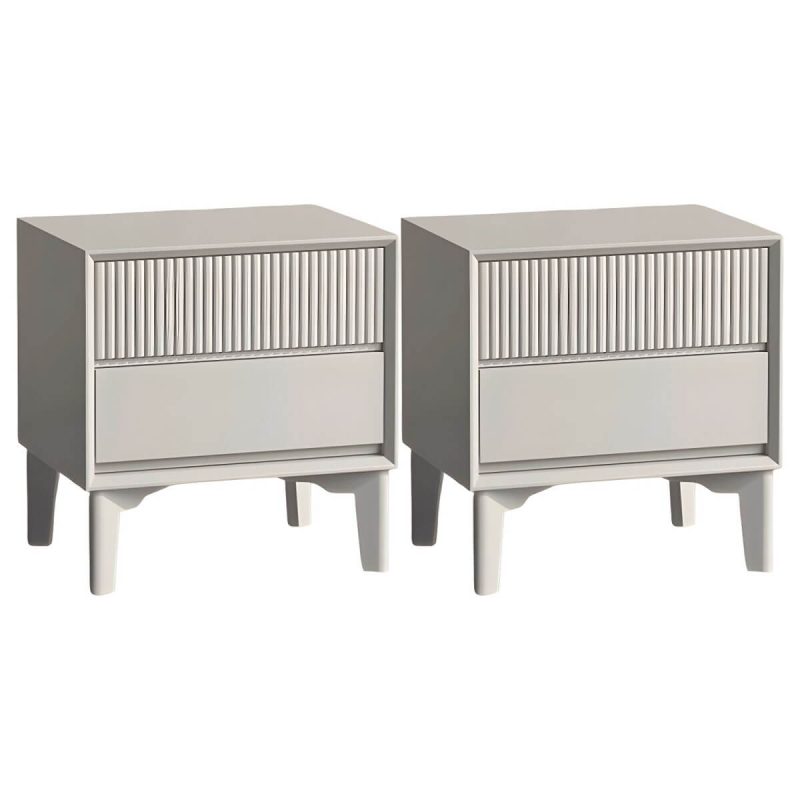 "Modern Wood Nightstand with Drawer Storage and Legs Included - Cream White 16"L x 15"W x 20"H 2 Piece Set"