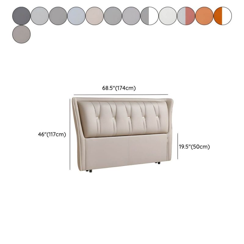 "Dimension of Elegant Wingback Upholstered Headboard with Wood Legs - Modern Design - Light Gray-White 59""