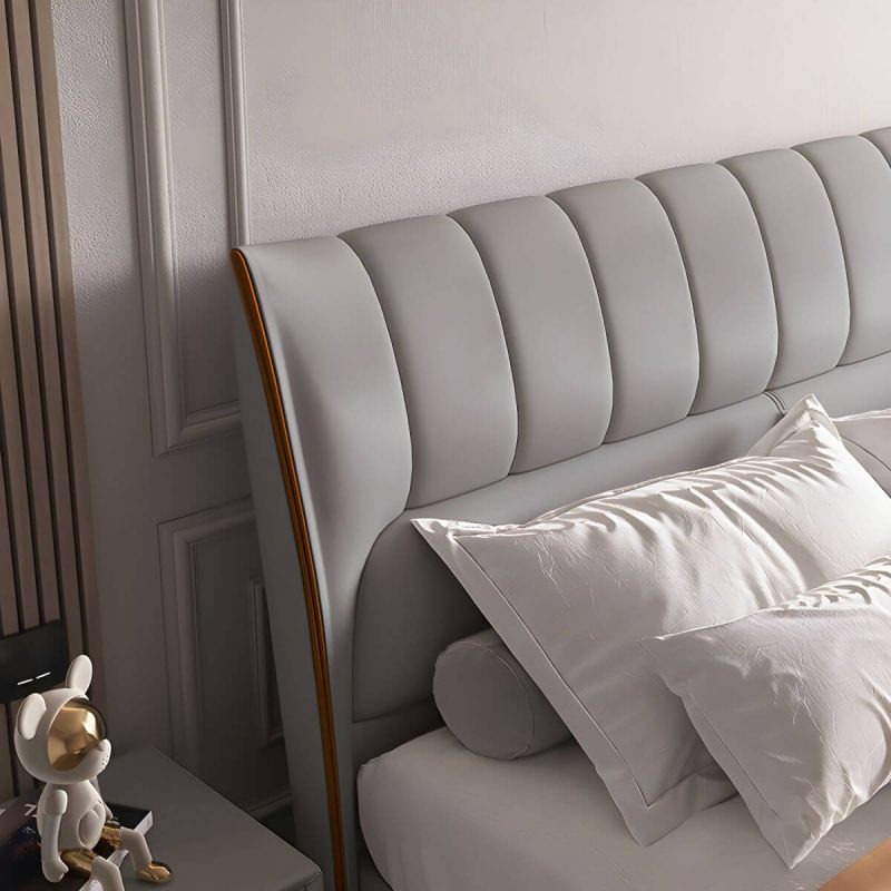 "Wingback PU Leather Upholstered Headboard with Wood Legs for American Women - 79" White"