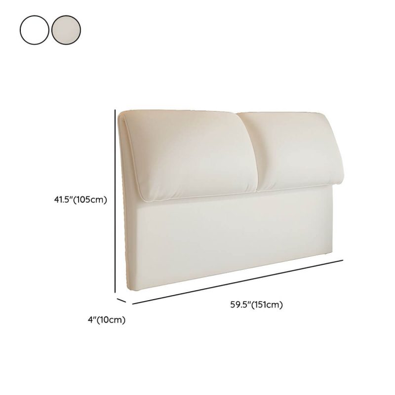 "Dimension of Elegant Upholstered Panel Headboard with Wood Legs in Modern Style - 59" Grey"