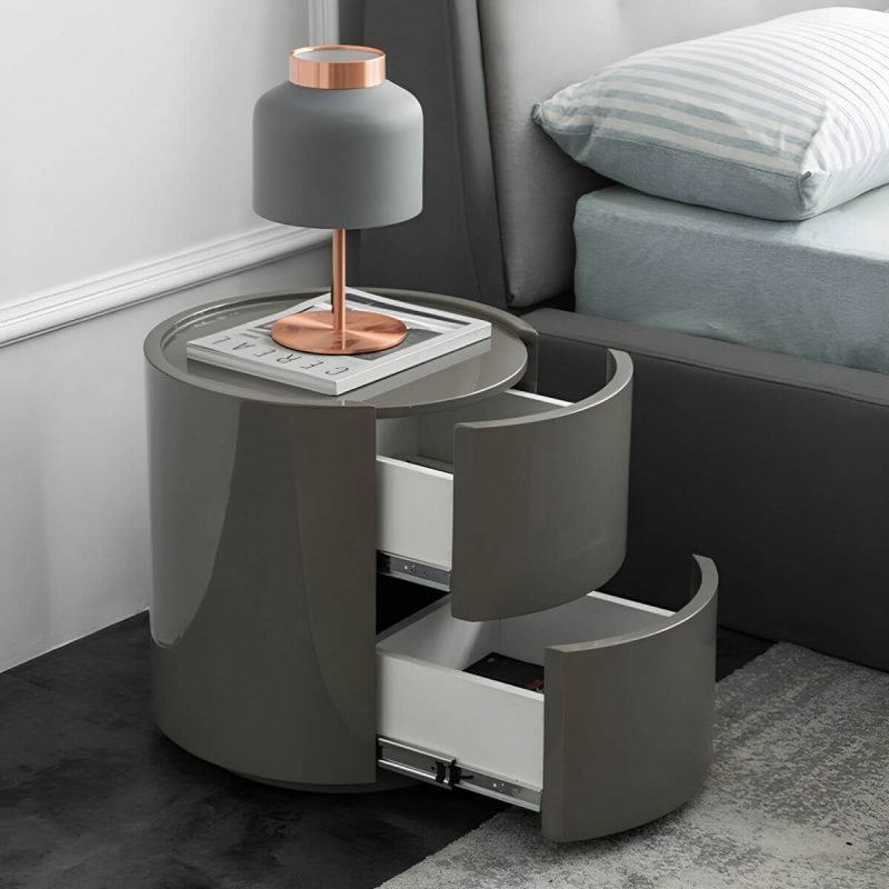 "Contemporary 18.9" Tall Nightstand Wooden Accent Table Nightstand for Bedroom - Khaki 2-Piece Set"