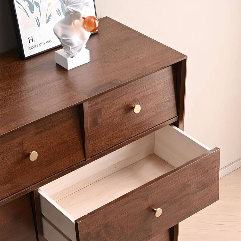 "Traditional Metal Handle Dressers with Solid Wood Drawers for Bedroom - Black 46"L x 16"W x 40"H"