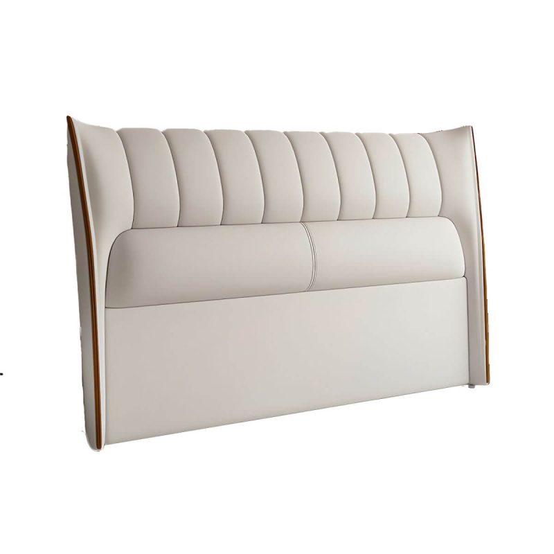 "Wingback PU Leather Upholstered Headboard with Wood Legs for American Women - 79" White"