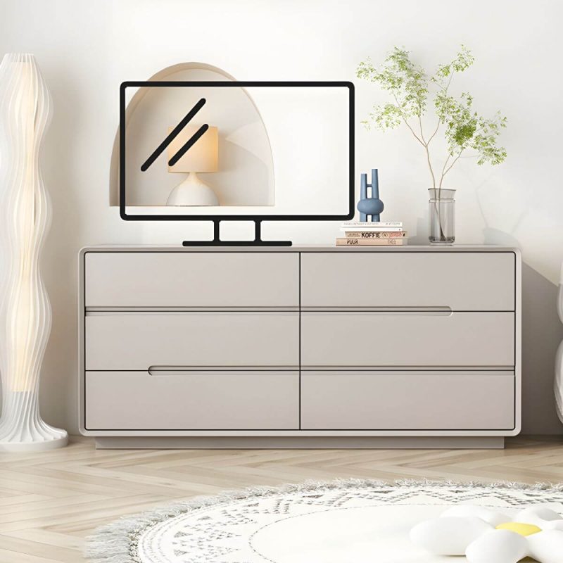 "Light Oak Modern Dresser with Solid Wood Construction and Soft-Close Drawers - Beige 24"L x 16"W x 43"H"