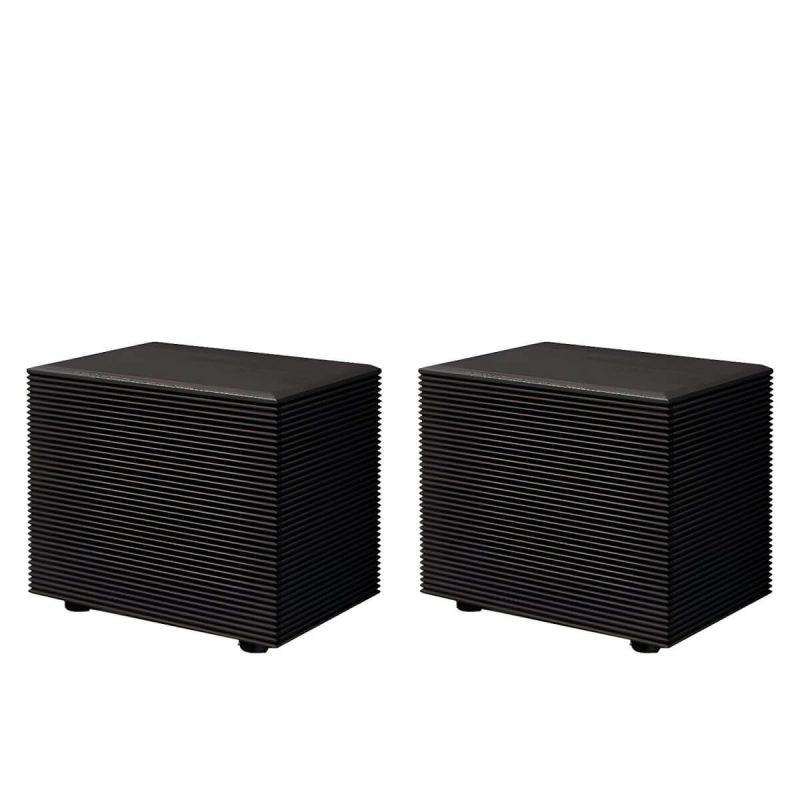 "Scandinavian Style Wood Nightstand with 2 Drawers in Standard Size - Black 2 Piece Set"