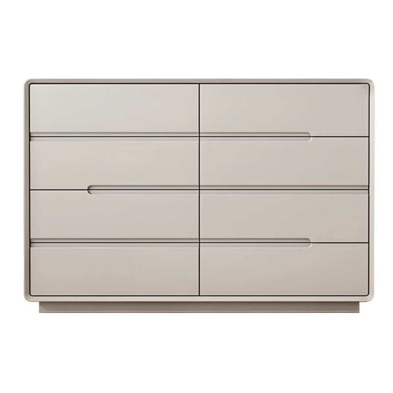 "Light Oak Modern Dresser with Solid Wood Construction and Soft-Close Drawers - Beige 51"L x 16"W x 35"H"