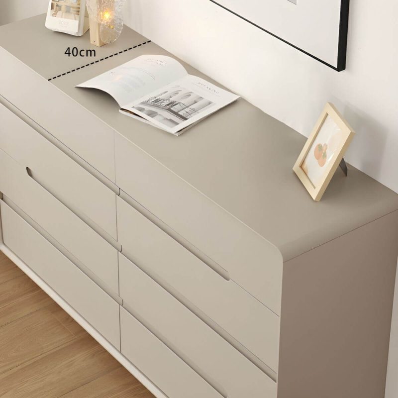 "Light Oak Modern Dresser with Solid Wood Construction and Soft-Close Drawers - Grey 47"L x 16"W x 27.5"H"