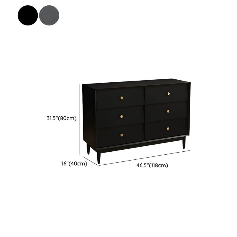 "Dimension of Traditional Metal Handle Dressers with Solid Wood Drawers for Bedroom - Grey 46"L x 16"W x 31"H"