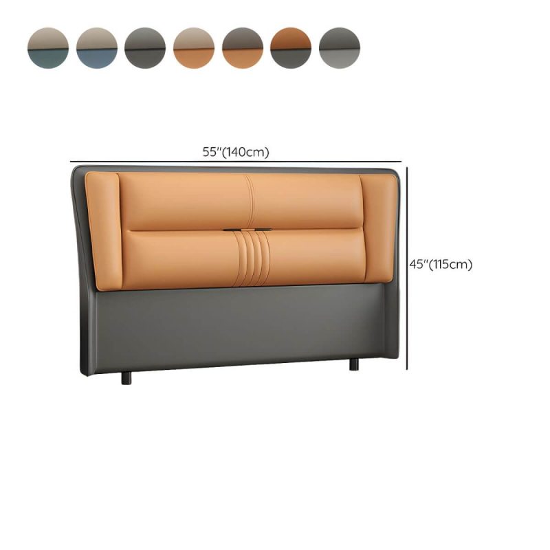 "Dimension of Modern Rectangular Upholstered Wingback Headboard with Wood Legs - Tech Cloth 47" Orange/ White"