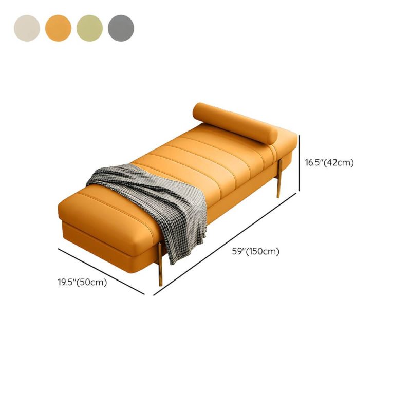 "Dimension of Glam Leather Entryway and Bedroom Bench with Gold Straight Metal Legs - 150 x 50 x 42 cm Green Faux Leather"