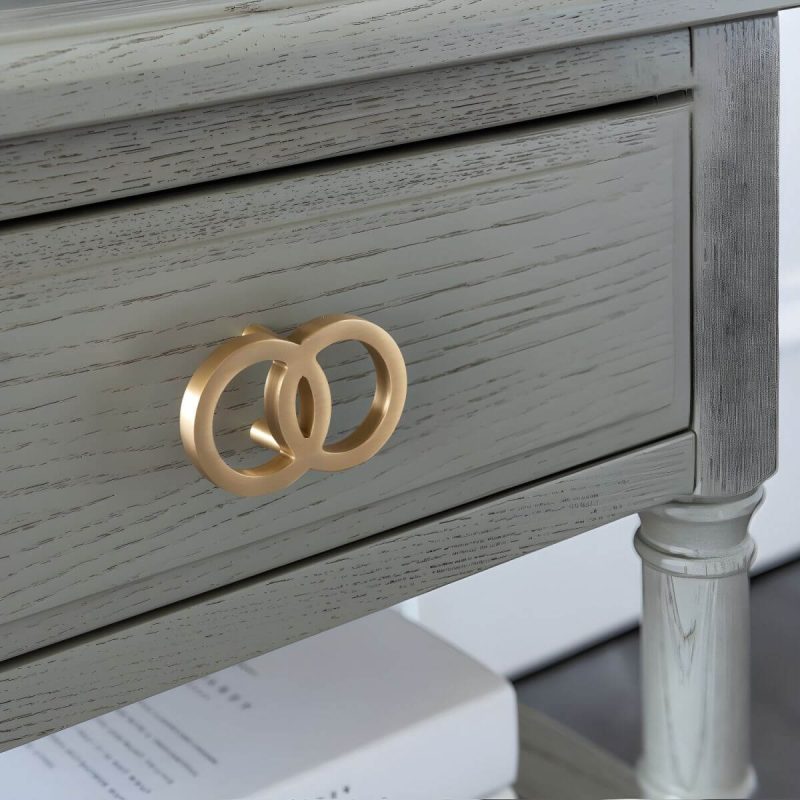 "Grey Ash Wood Nightstand with 2 Drawers, 1 Shelf & Light Wood Tone - Grey 1 Piece"