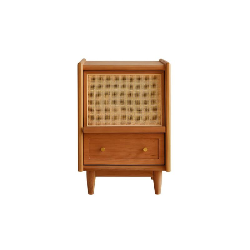 "Natural Wood Nightstand with Drawers Featuring Classic Scandinavian Charm - 2 Piece Set"