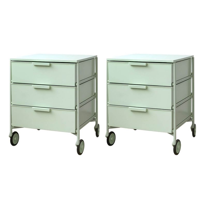 "Modern Iron Bachelor's Chest with 3 Drawers in Plastic/Acrylic Material - Green 2 Piece Set"