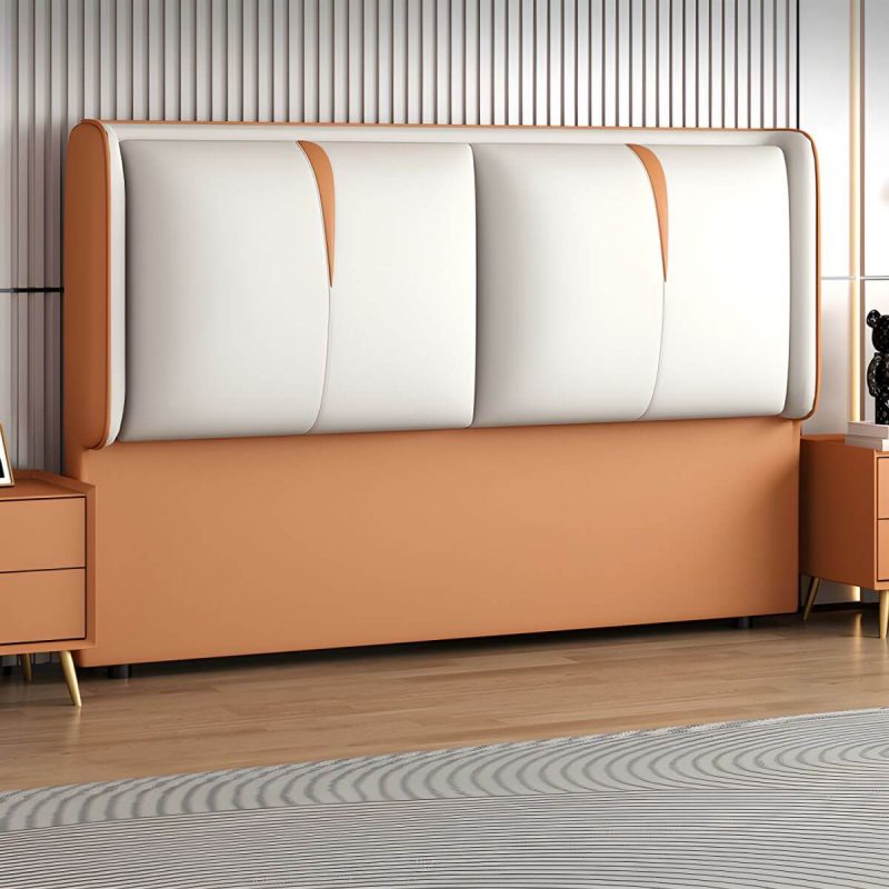"Light Wood Upholstered Wingback Headboard with Pine Frame and Solid Wood Feature - 59" Silicone Rubber Dark Gray/ Beige"