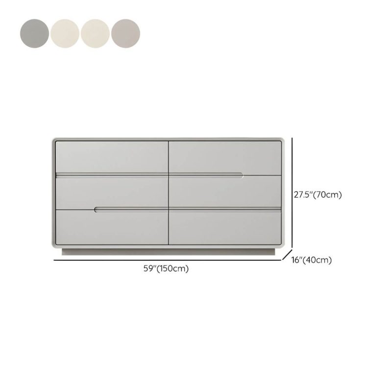 "Dimension of Light Oak Modern Dresser with Solid Wood Construction and Soft-Close Drawers - Grey 59"L x 16"W x 28"H"