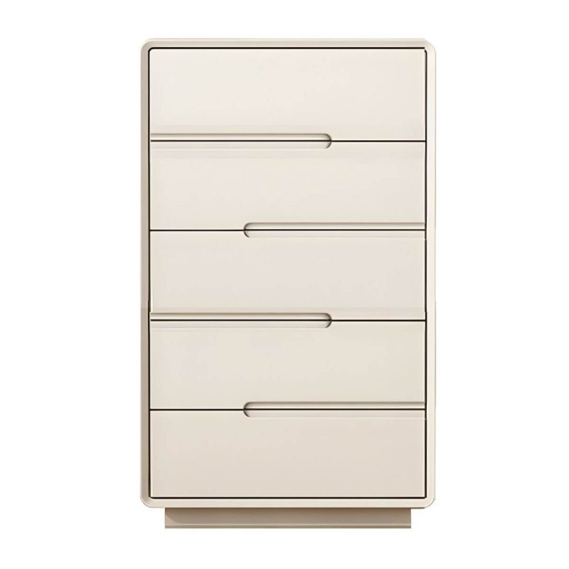 "Light Oak Modern Dresser with Solid Wood Construction and Soft-Close Drawers - Beige 31"L x 16"W x 43"H"