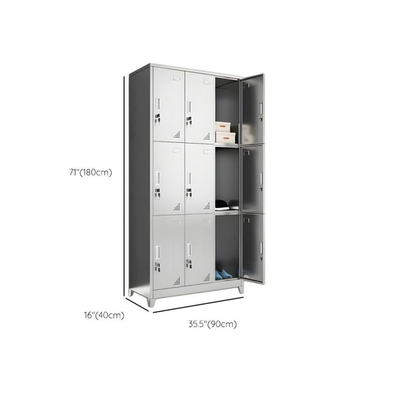 "Dimension of Stainless Steel Modern Storage Cabinet Chrome Metal Cabinet with Hinged Doors - 9"