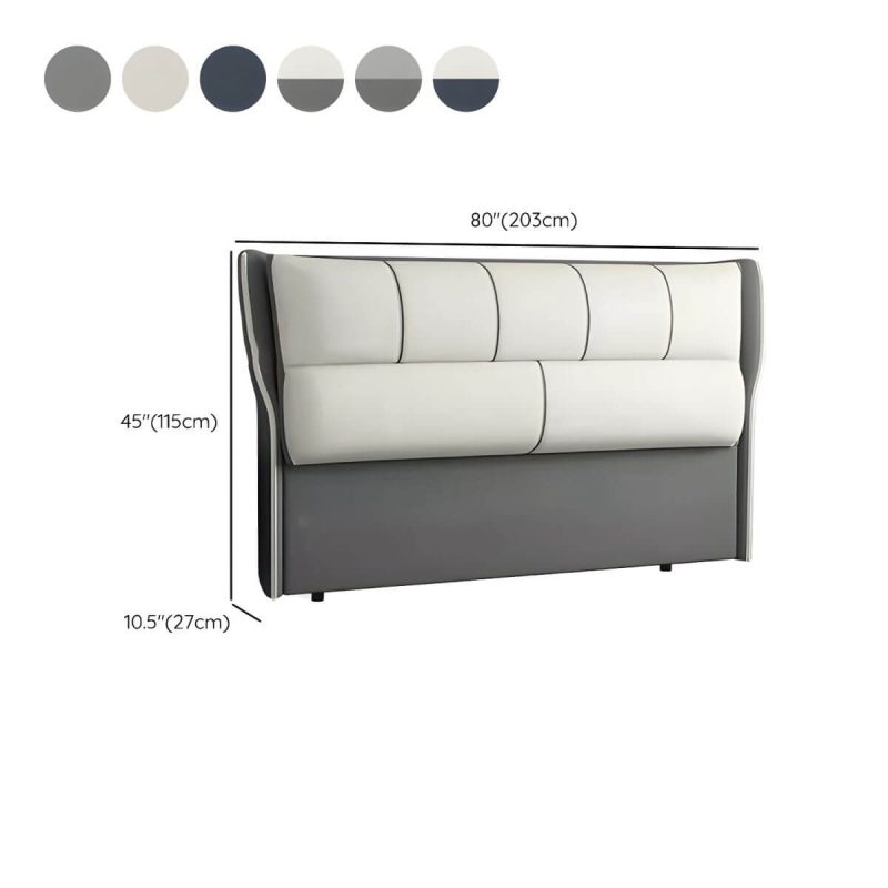 "Dimension of Modern Upholstered Pine Headboard with Wood Legs - Standard Height - 71" Microfiber Leather Gray & White"