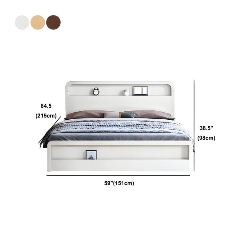 "Dimension of Nordic Style Solid Wood Upholstered Headboard Wood/white/walnut Bed - Wood Color Queen Bed & Mattress Latex"