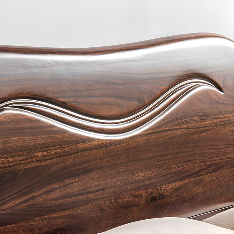 "Solid Wood Walnut Standard Bed Lift Up Storage Bed Frame with Footboard - Queen Pull-Out Storage"